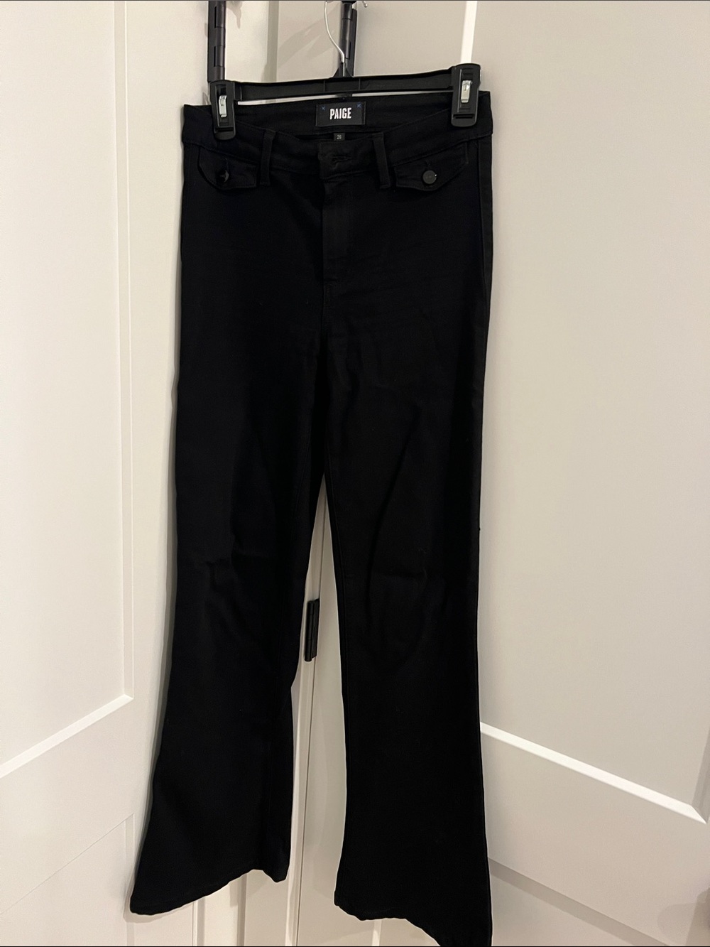 PAIGE- Genivive Black Flare Wide-Leg Jeans